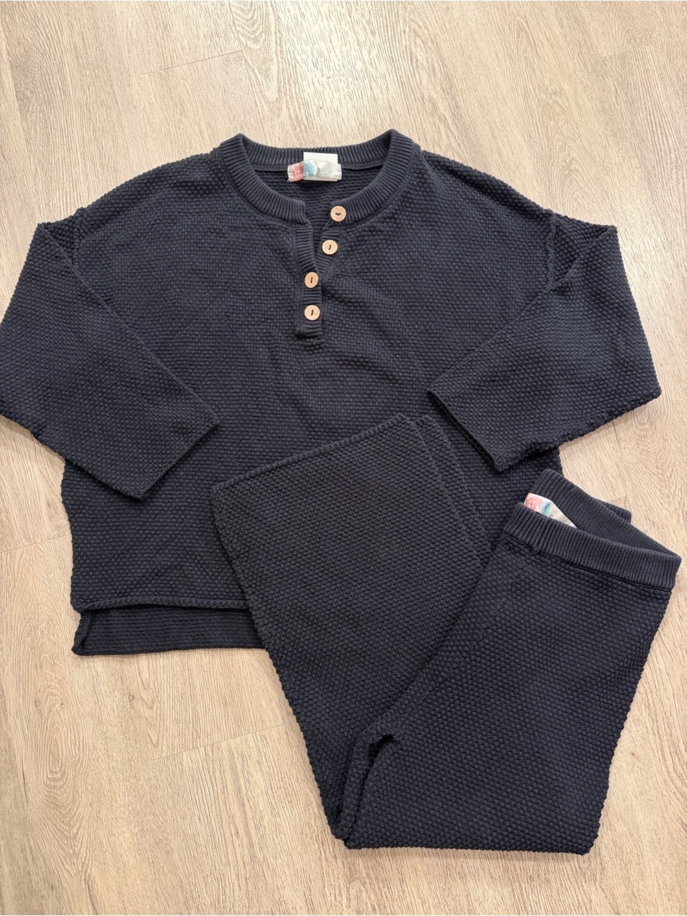 Free People women’s Hailee Black Waffle Knit Set